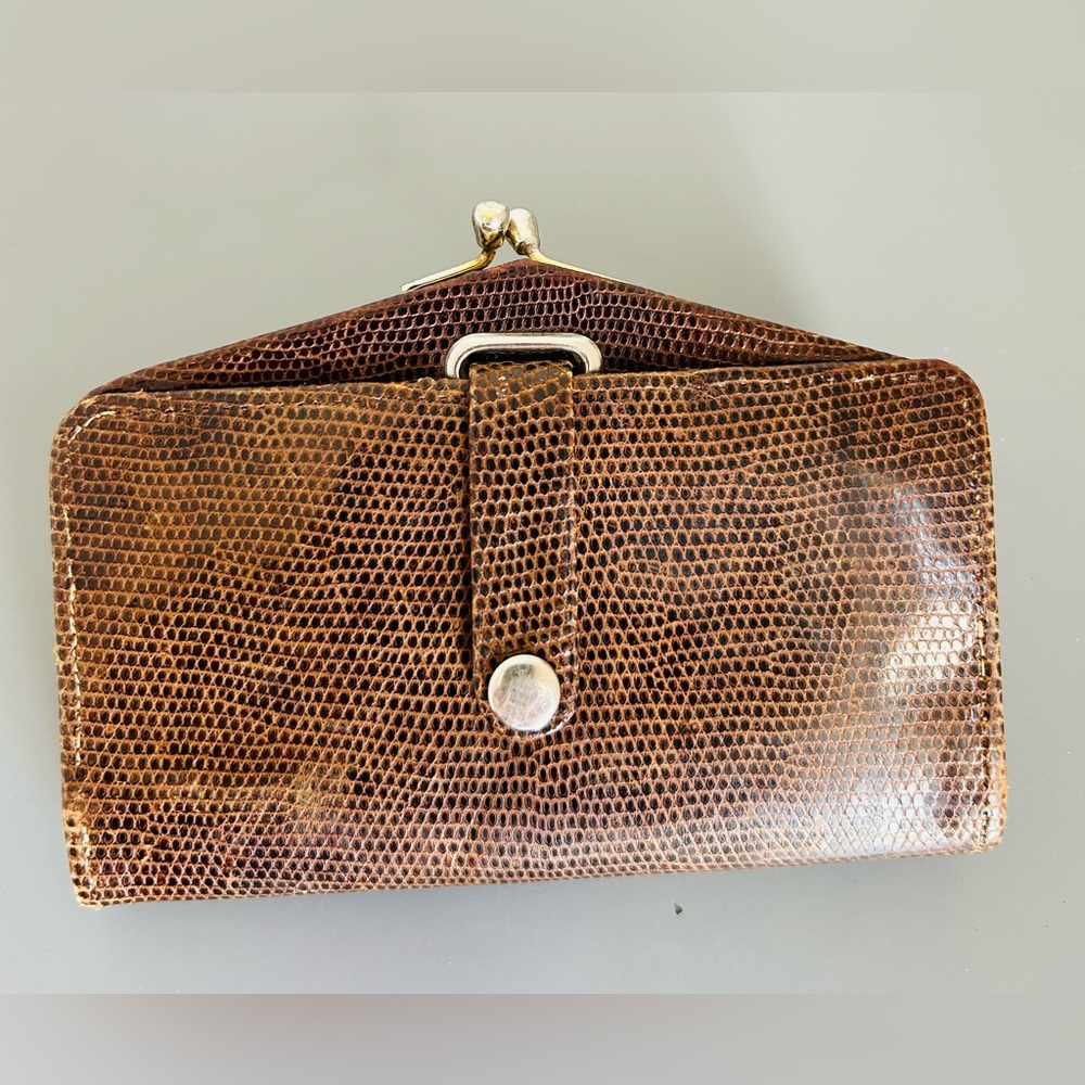 Vintage Lizard Skin Wallet – Brown